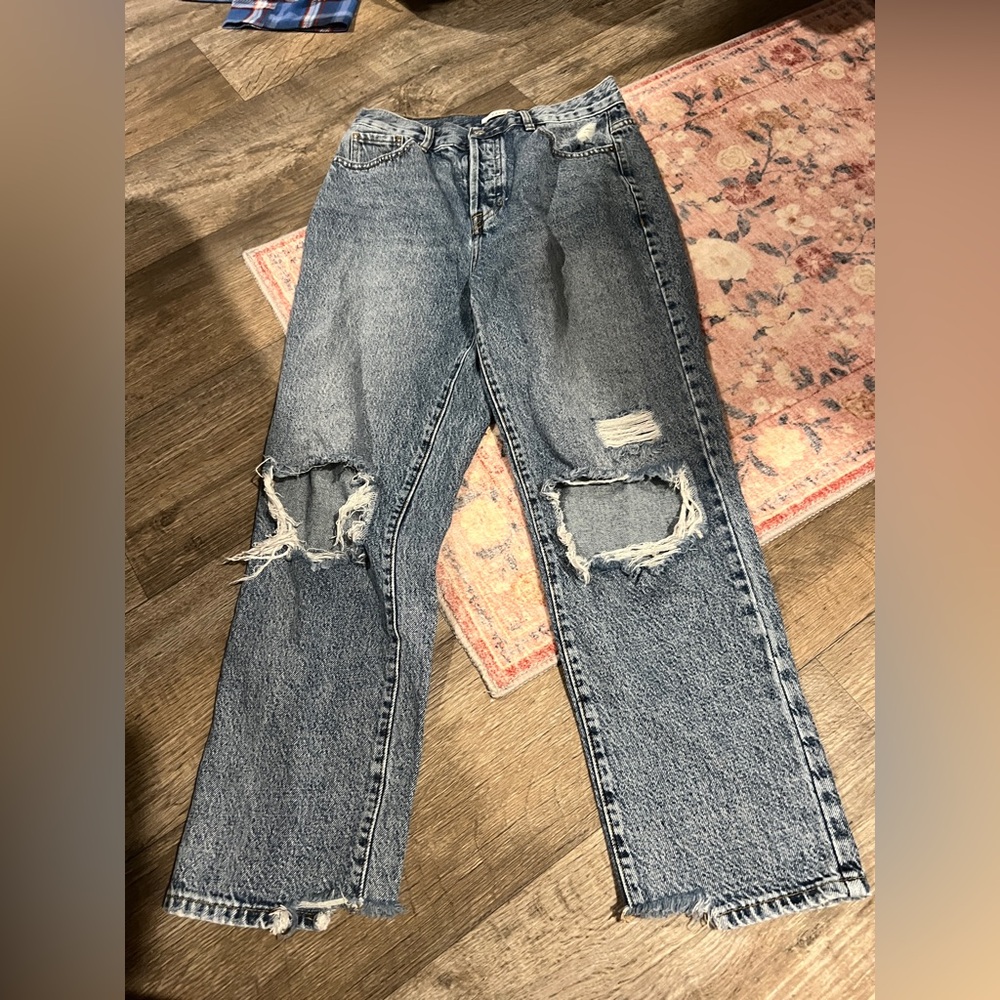Pacsun high rise straight Distressed Blue Jeans size 27